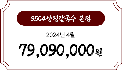 9504양평칼국수 월별 매출 현황