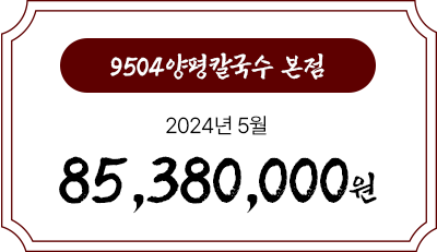 9504양평칼국수 월별 매출 현황