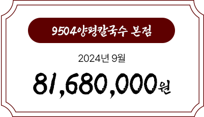 9504양평칼국수 월별 매출 현황